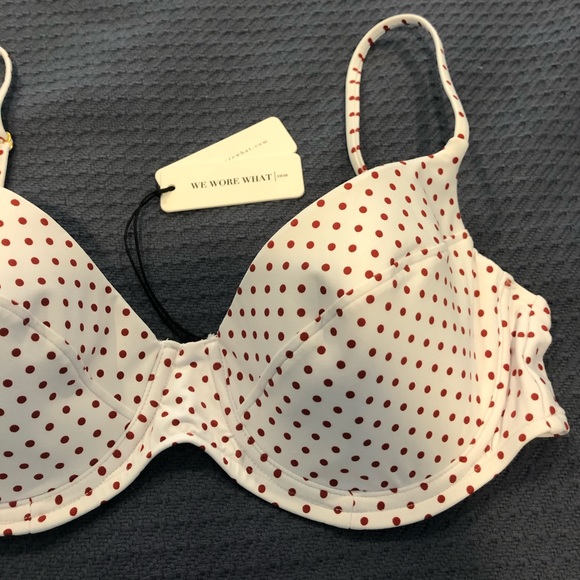 NWT WeWoreWhat Lydia Bikini Top in White Polka Dot - Picture 6 of 6
